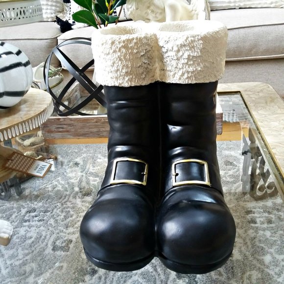 NEW! FARMHOUSE Christmas LARGE Santa BOOTS DECOR - Picture 2 of 6